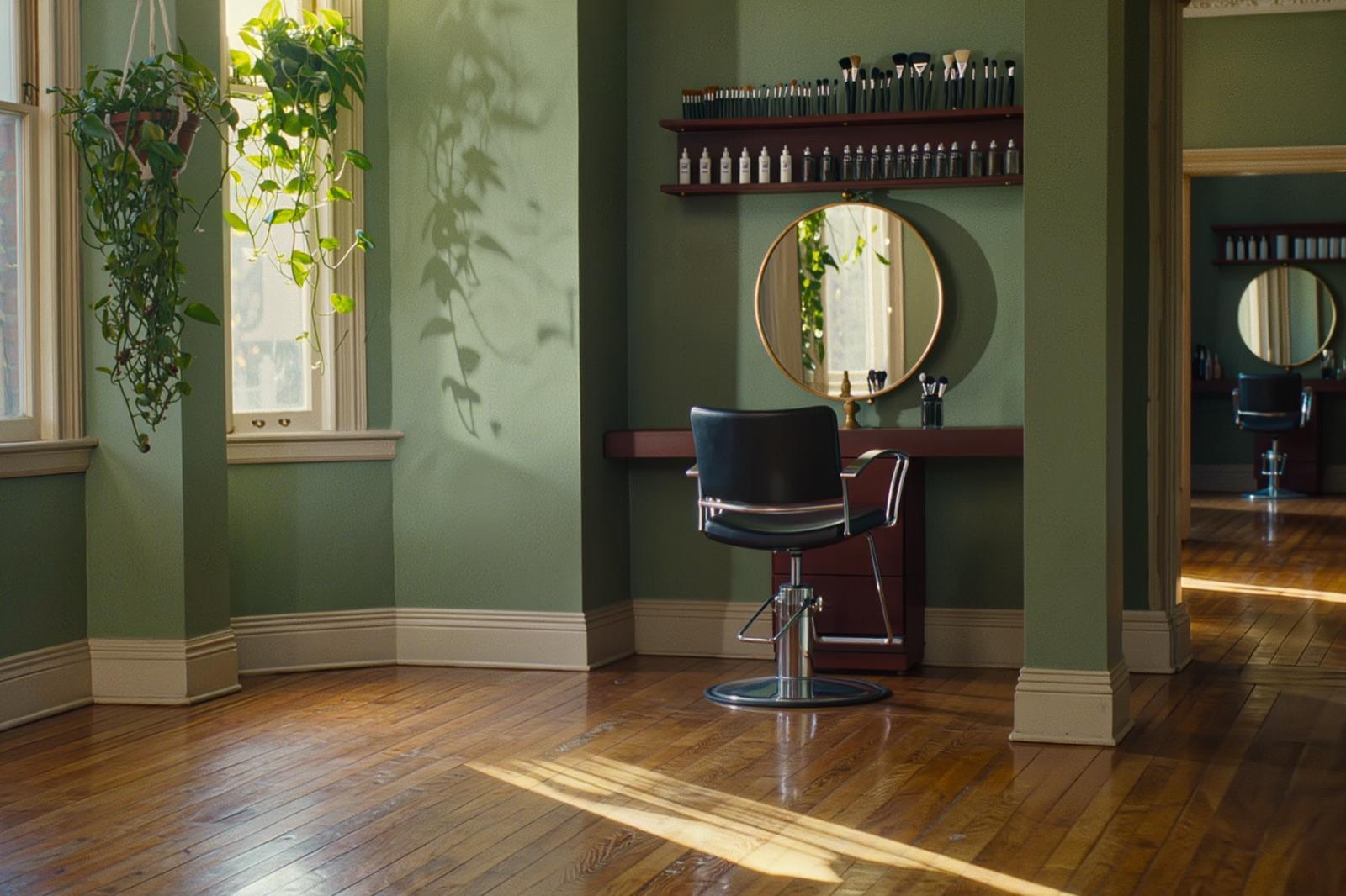 A well-kept independent hair salon in soft morning light