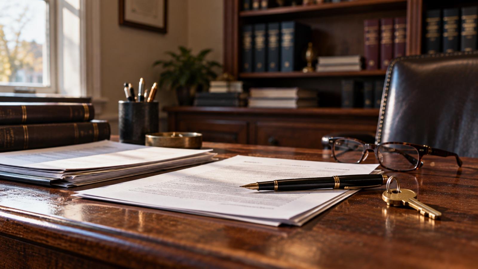 An attorney's desk with the promissory note, the security agreement and the personal guarantee laid side by side