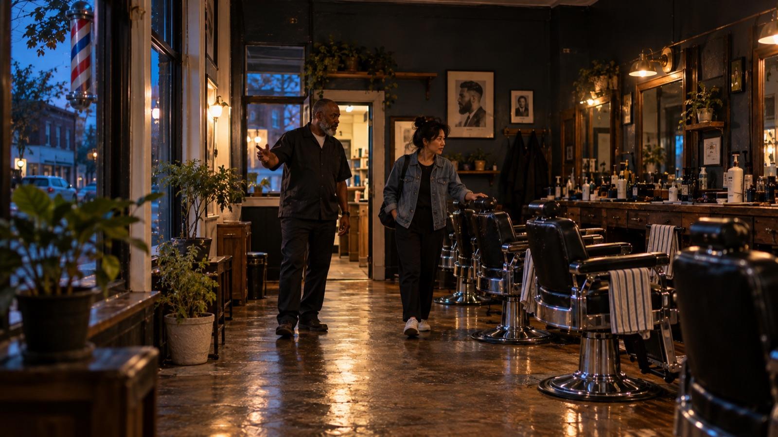 Marcus shows a buyer through the empty shop after closing